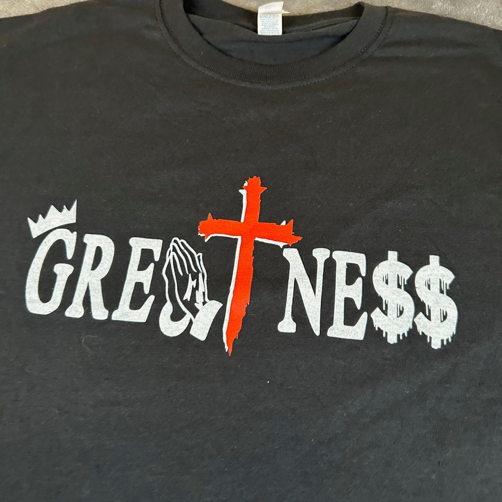 Jerzees Dri Power T Shirt Mens Medium Black Greatness Graphic Tee - Picture 5 of 10